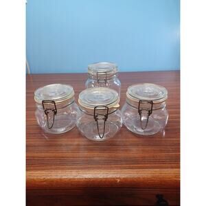 Italian Glass Canister Wire Locking Lid 1/2 Liter & 3/4 Liter Italy Lot Of 4